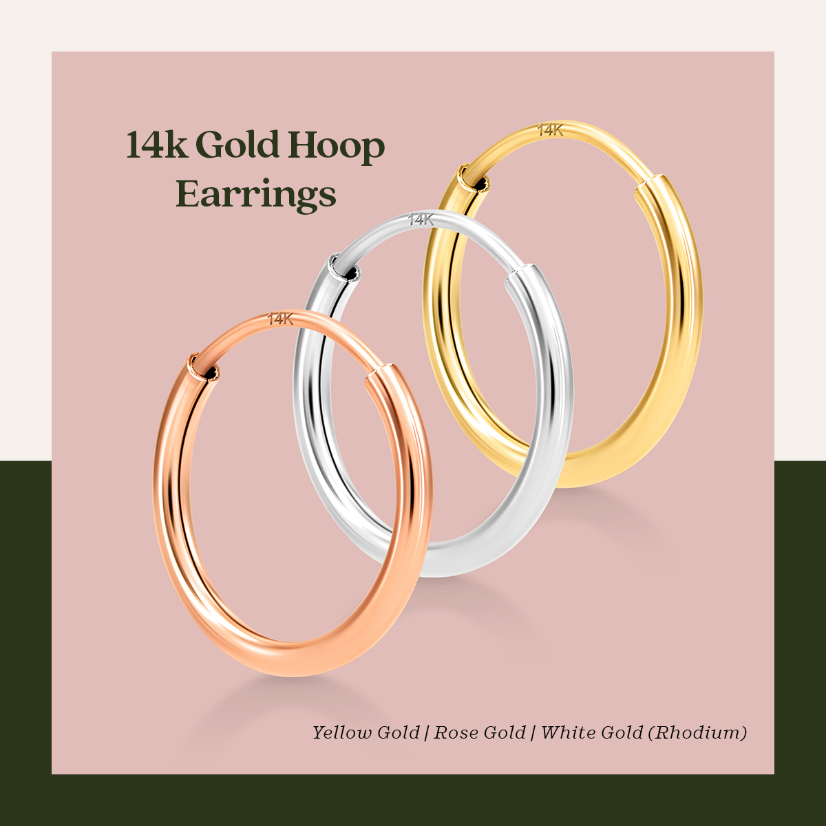 Kezef 14k Gold Endless Hoop Earrings for Women, Men, Girls ...